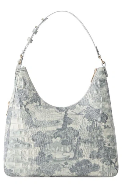 Brahmin Tabitha Croc Embossed Leather Shoulder Bag In Green