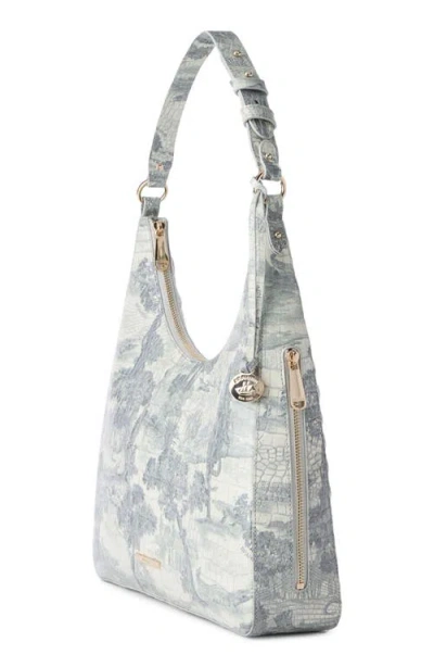 Brahmin Tabitha Croc Embossed Leather Shoulder Bag In Green