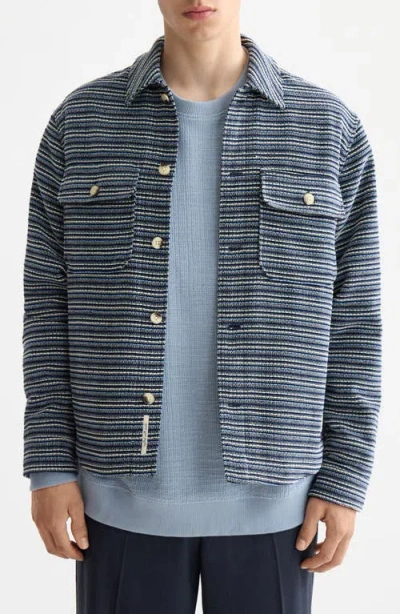 Scotch & Soda Structured Striped Overshirt In Gray