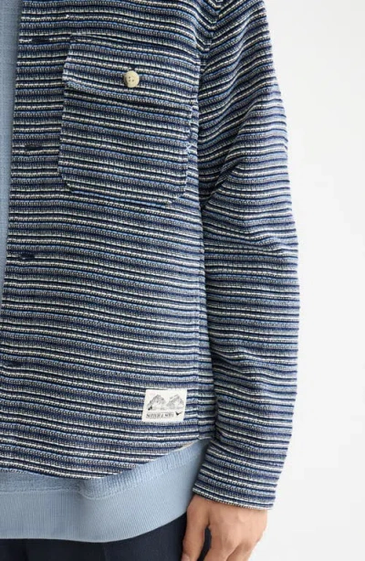 Scotch & Soda Structured Striped Overshirt In Gray