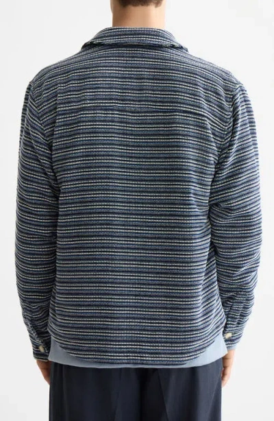 Scotch & Soda Structured Striped Overshirt In Gray