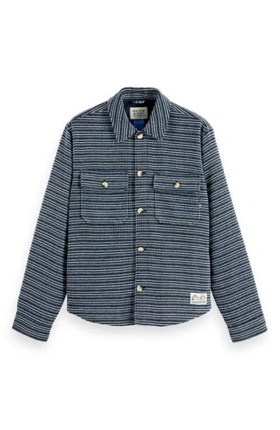 Scotch & Soda Structured Striped Overshirt In Gray