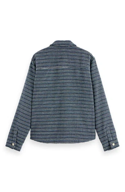 Scotch & Soda Structured Striped Overshirt In Gray