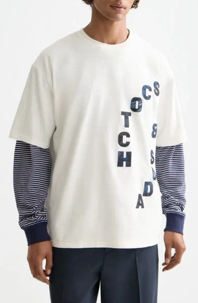 Scotch & Soda Loose Fit Logo Appliqué T-shirt In White
