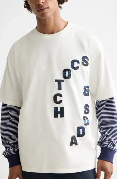 Scotch & Soda Loose Fit Logo Appliqué T-shirt In White