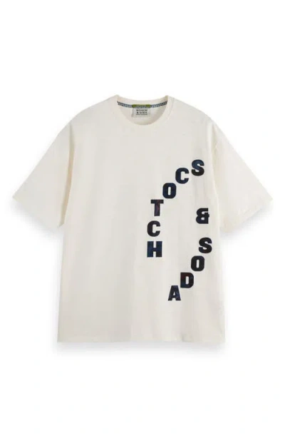 Scotch & Soda Loose Fit Logo Appliqué T-shirt In White