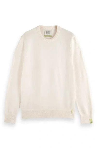 Scotch & Soda Men's Solid Crew Neck Sweater In White