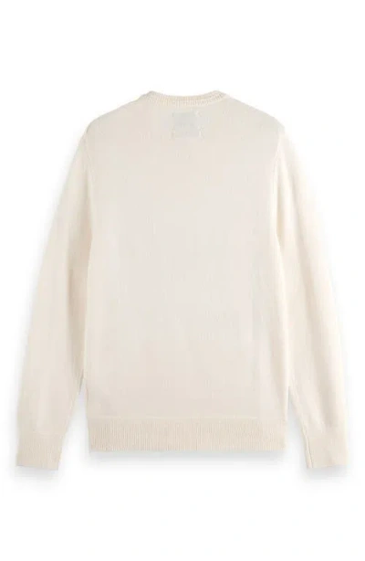 Scotch & Soda Men's Solid Crew Neck Sweater In White
