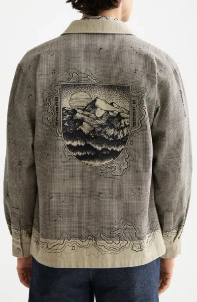 Scotch & Soda Map Graphic Snap-up Overshirt In Neutral