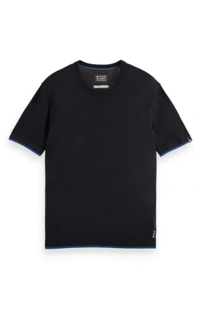 Scotch & Soda Men's Relaxed Fit Short Sleeve Textured T-shirt In Black