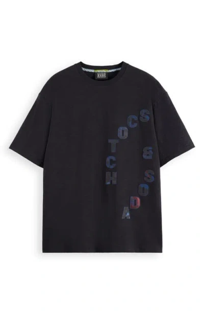 Scotch & Soda Men's Loose Fit Applique T-shirt In Black