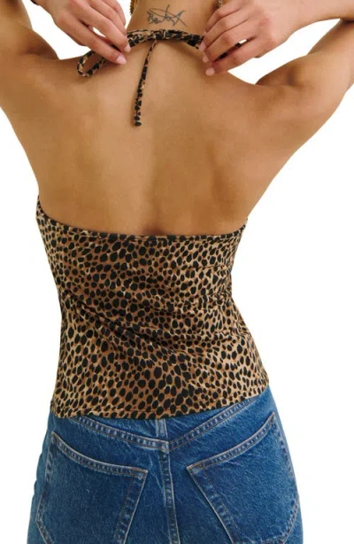 Reformation Juniper Halter Top In Animal Print