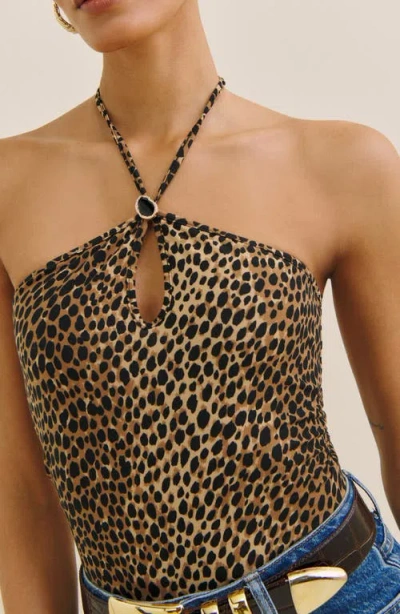 Reformation Juniper Halter Top In Animal Print