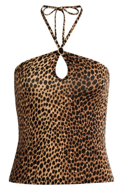 Reformation Juniper Halter Top In Animal Print