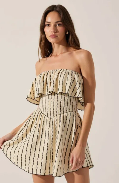 Modenaire Textured Strapless Mini Dress With Ruffled Bodice And Fitted Waist In Multi