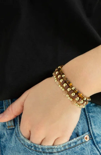 Marlyn Schiff Set Of 3 Beaded Stretch Bracelets In Multi