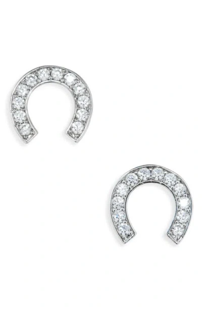 Kate Spade New York Cubic Zirconia Horseshoe Stud Earrings In Metallic