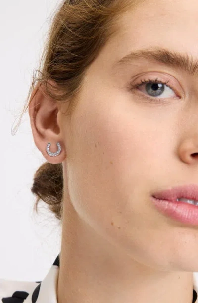 Kate Spade New York Cubic Zirconia Horseshoe Stud Earrings In Metallic