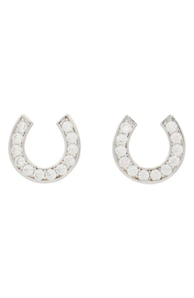 Kate Spade New York Cubic Zirconia Horseshoe Stud Earrings In Metallic