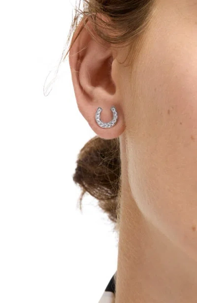 Kate Spade New York Cubic Zirconia Horseshoe Stud Earrings In Metallic