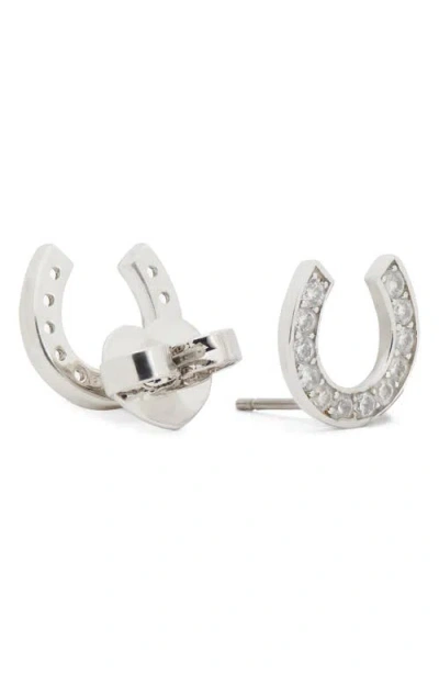 Kate Spade New York Cubic Zirconia Horseshoe Stud Earrings In Metallic
