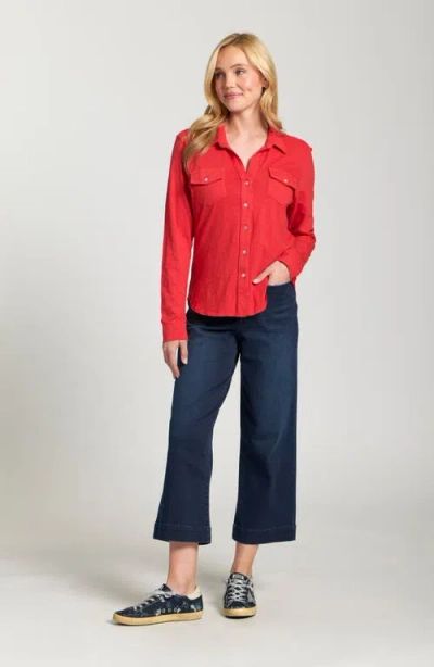 Apny Cropped Wide Leg Jean In Indigo In Blue