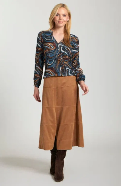 Apny Crossover Tassel Top In Mocha In Multi