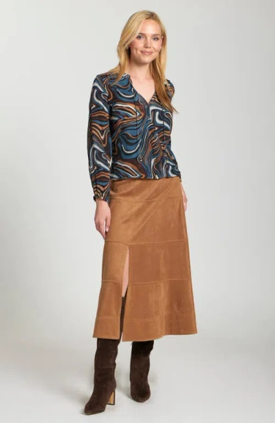 Apny Crossover Tassel Top In Mocha In Multi