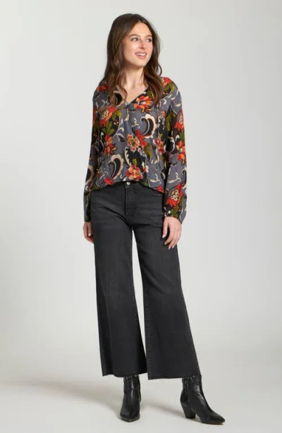 Apny Printed Top In Gray