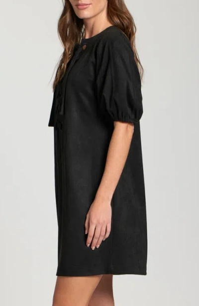 Apny Puff Sleeve Minidress In Black