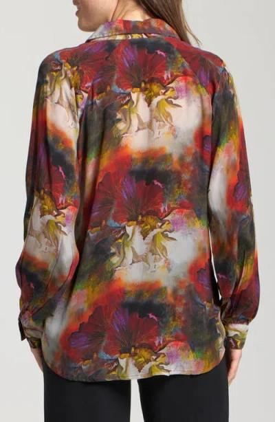 Apny Pullover Long Sleeve Blouse In Red In Multi