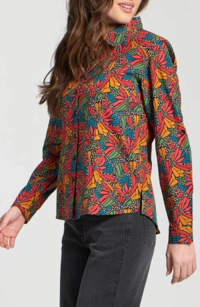 Apny Print Poplin Button-up Shirt In Multi