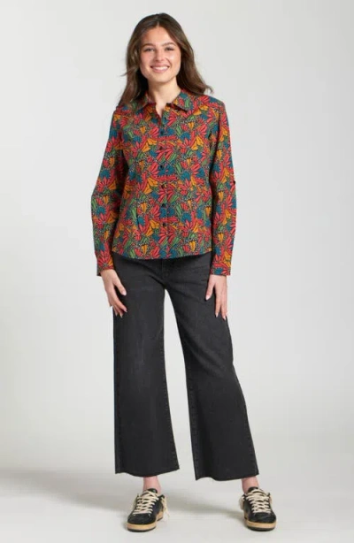 Apny Print Poplin Button-up Shirt In Multi