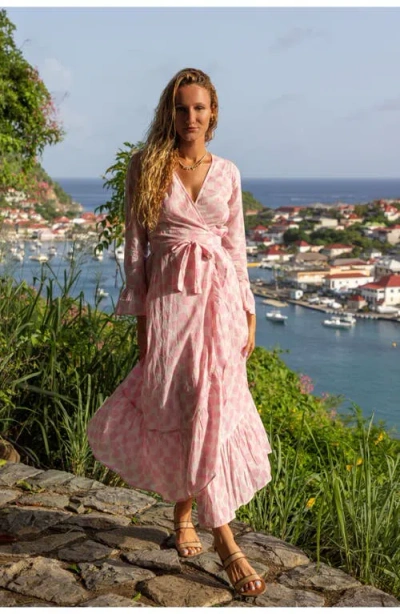 Mer St. Barth Ruffle Wrap Dress Shell Beach Pink In Pink