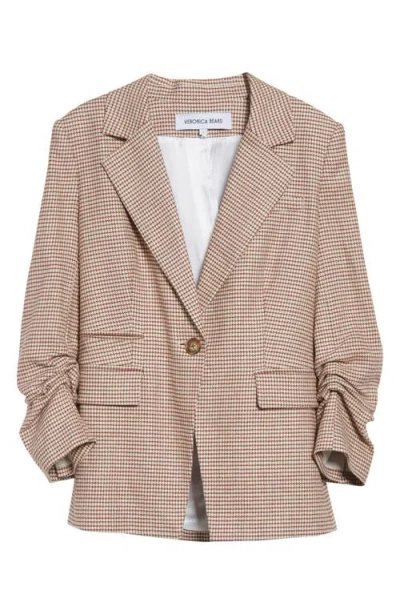 Veronica Beard Battista Houndstooth Check Dickey Jacket In Brown