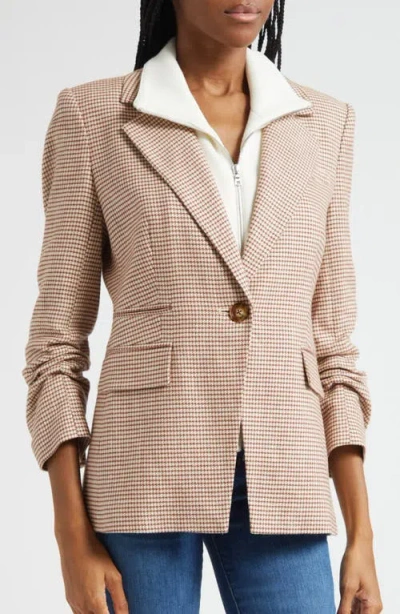 Veronica Beard Battista Houndstooth Check Dickey Jacket In Brown