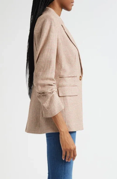 Veronica Beard Battista Houndstooth Check Dickey Jacket In Brown