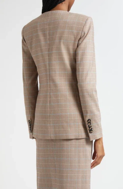 Veronica Beard Orrin Windowpane Plaid Collarless Jacket In Neutral