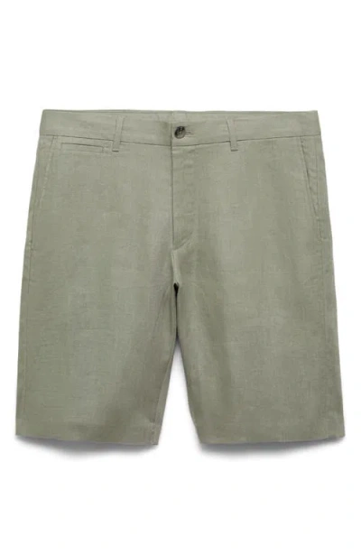 Mango Men's Slim-fit Linen Bermuda Shorts In Green