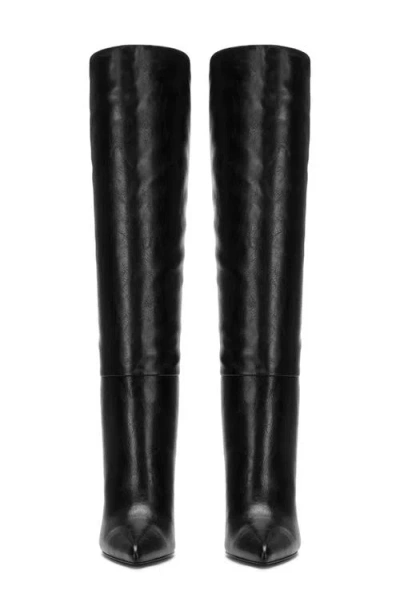 Femme La The Soho Pointed Toe Knee High Boot In Black
