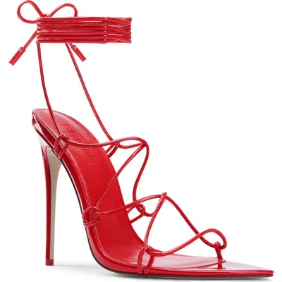 Femme La Sin Ankle Wrap Pointed Toe Sandal In Red
