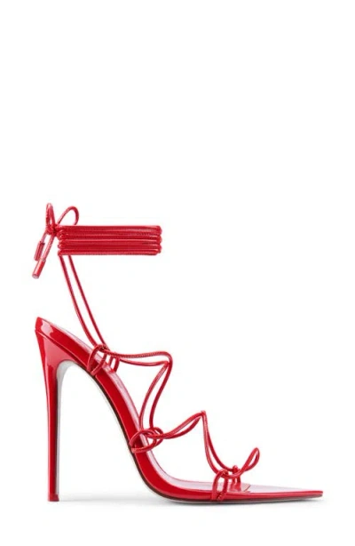 Femme La Sin Ankle Wrap Pointed Toe Sandal In Red