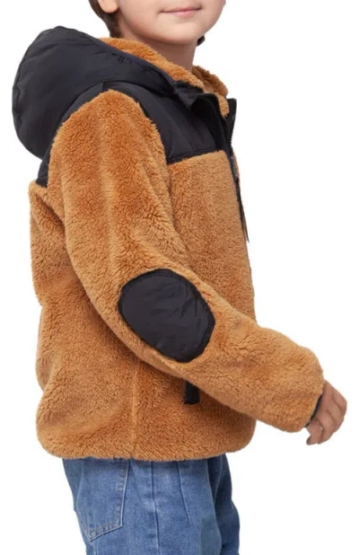 Rokka&rolla Kids' Teddy Soft Fleece Jacket In Brown