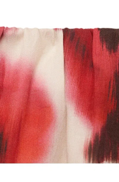 Mango Floral-print Flared Skirt Ecru In Red