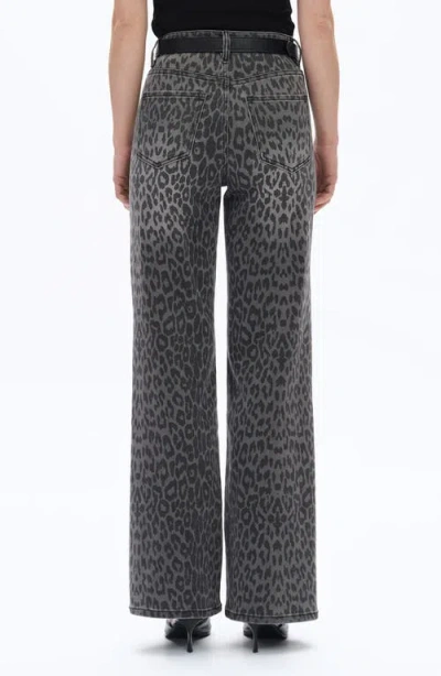 Bayeas Leopard Print High Waist Wide Leg Jeans In Black