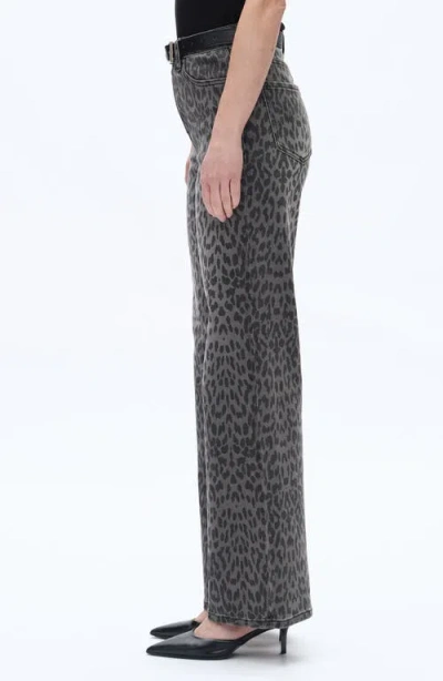 Bayeas Leopard Print High Waist Wide Leg Jeans In Black