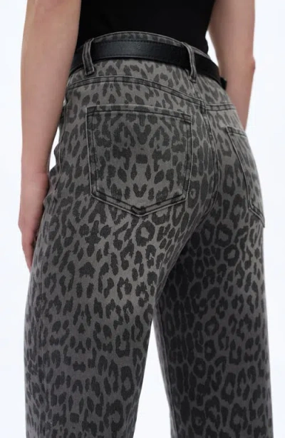 Bayeas Leopard Print High Waist Wide Leg Jeans In Black