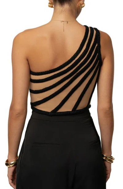 Jluxlabel Braided One-shoulder Crop Top In Black