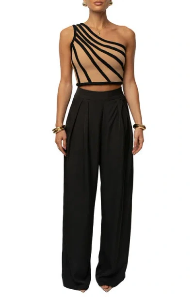 Jluxlabel Braided One-shoulder Crop Top In Black