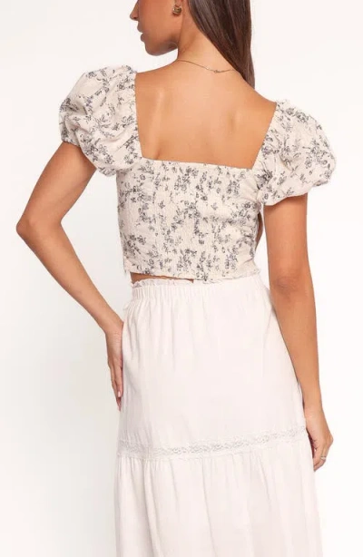 Petal And Pup Petal & Pup Monira Floral Puff Sleeve Cotton Crop Top In Neutral